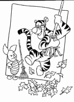 A coloring page of winnie the pooh - group